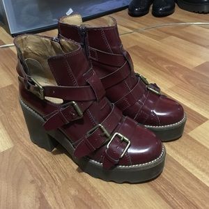 Topshop Patent Chunky heel Boots