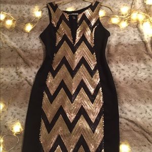 Black & Gold Sequin Bodycon Dress
