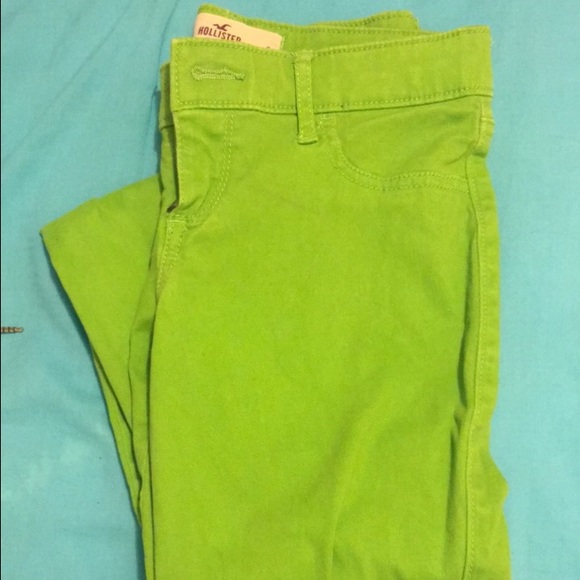 Hollister green skinny jeans.