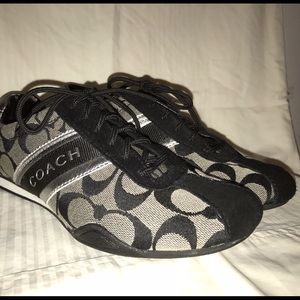 Black and silver Coach sneakers