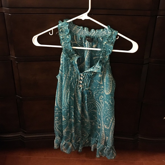 Windsor Teal Paisley Chiffon Blouse Like New