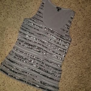 Express grey sequin tank