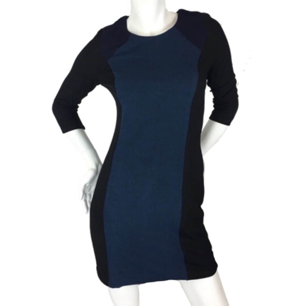 3/4 Sleeve Colorblock Dress by Runway Paris