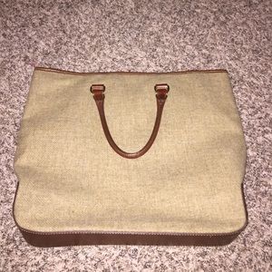 J Crew leather/tweed tote