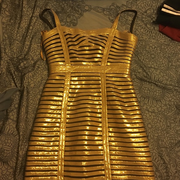 BCBG gold and black dress