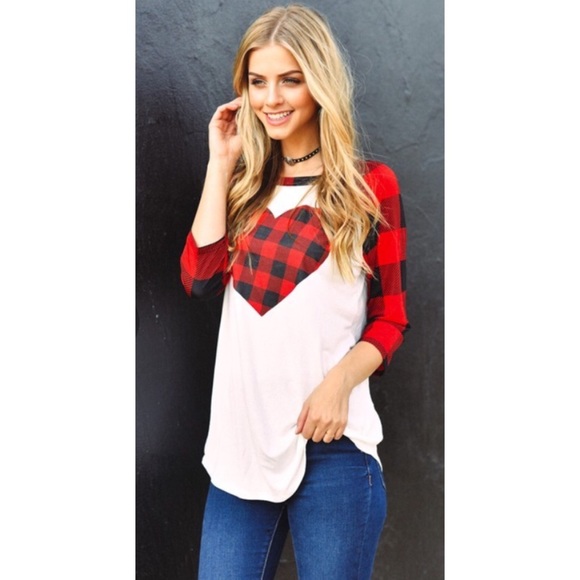 ✨HP✨ ❤️ New Arrival- Heart Cutout Top, Plaid Top - Picture 4 of 4