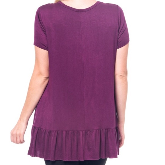LAST ONE!  3X Plum Ruffle Hem Scoop Neck Top - Picture 3 of 4
