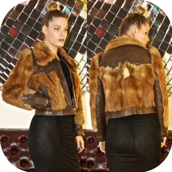 Vintage Roger Roche Paris Fox Fur Leather Jacket
