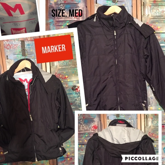 Black Womens MARKER coat with removable hood! - Picture 1 of 4