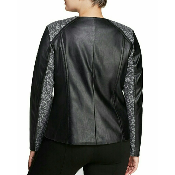 New! CALVIN KLEIN Plus Size Faux Leather Jacket - Picture 3 of 3