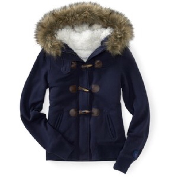 Aeropostale Navy Fleece Toggle Jacket