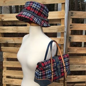 Vintage Coach Plaid Satchel and Bucket Hat