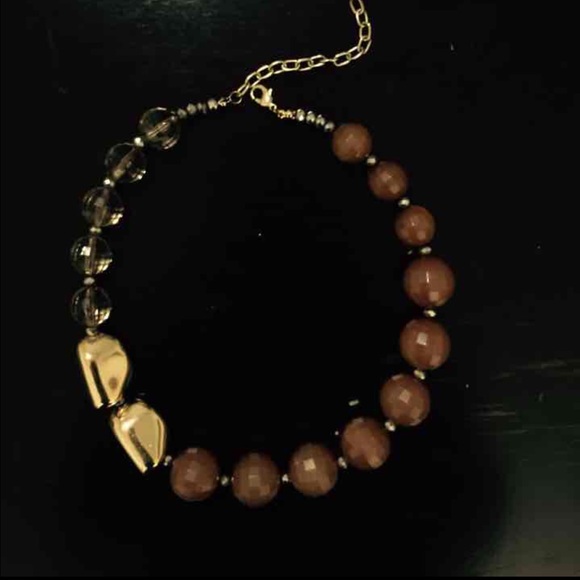 Sale! Unique Three tone gold & brown necklace - Picture 5 of 9
