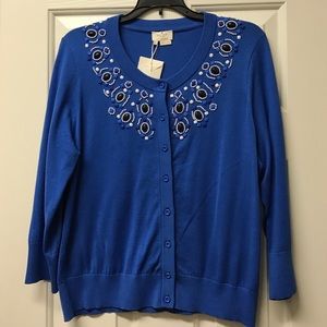 Kate Spade beaded blue cardigan