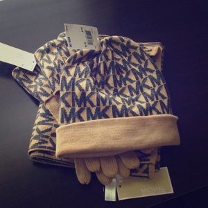 Michael Kors hat, gloves, and scarf set