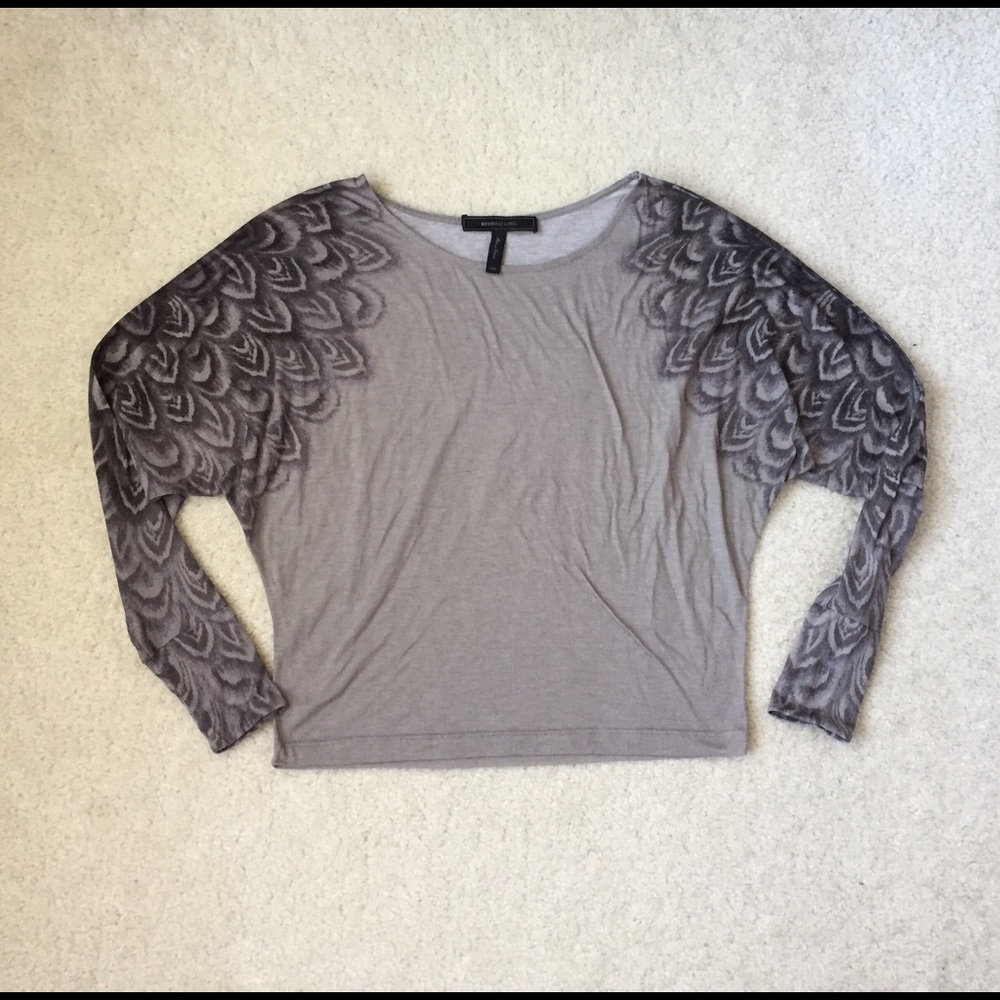 BCBG feather print dolman sleeve t shirt