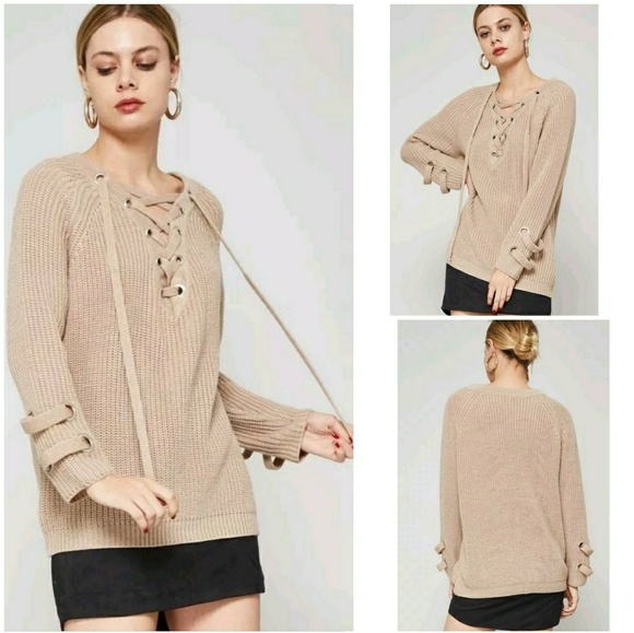 HP||⭐HOTTEST STYLE LACE UP CHUNKY KNIT SWEATER - Picture 6 of 7