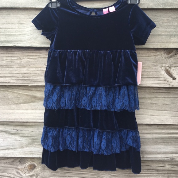 Navy velour dress - Picture 1 of 3
