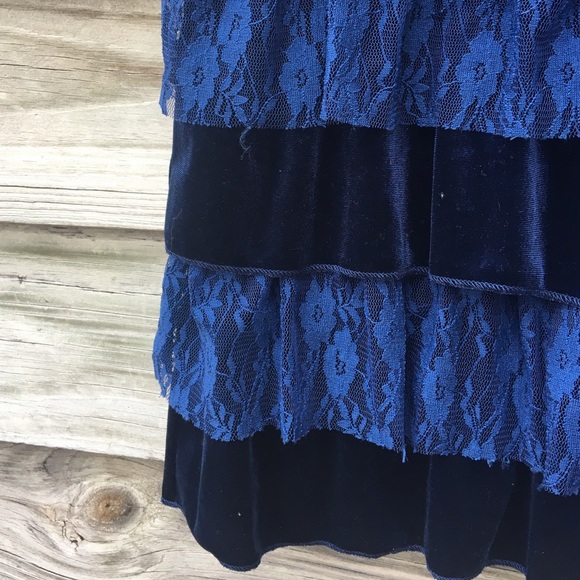 Navy velour dress - Picture 2 of 3