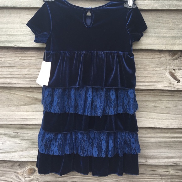 Navy velour dress - Picture 3 of 3