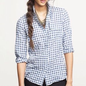 J Crew blue plaid Perfect Gingham Shirt