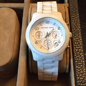 Michael Kors white ceramic Runway watch