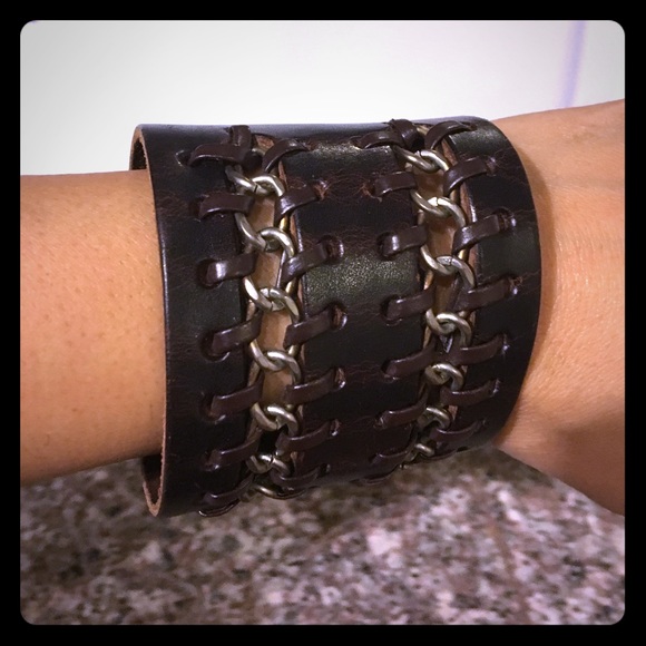 Brown Leather Rock Star Looking Bracelet