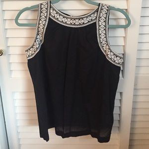 White Embroidered Tank Top
