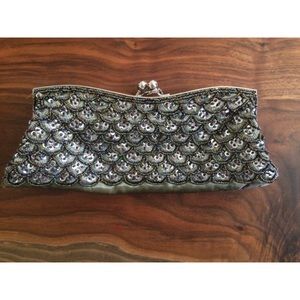 Beautiful handmade olive beaded clutch