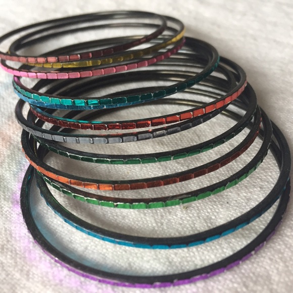 Metallic, Multicolored Bangle Bracelet Set