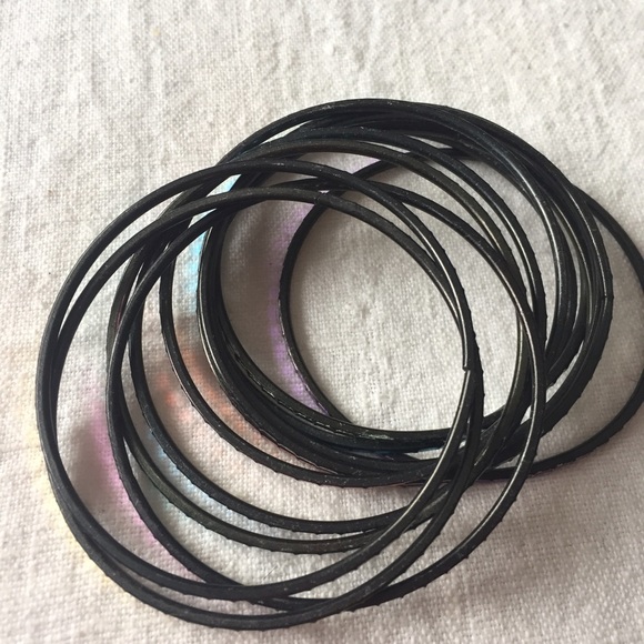 Metallic, Multicolored Bangle Bracelet Set - Picture 2 of 3