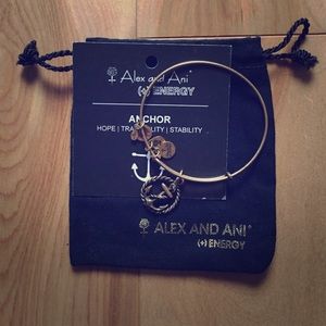 Alex and Ani Anchor Charm Bangle in gold finish