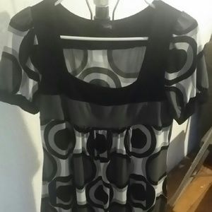 Black, gray and white bubble dress/blouse
