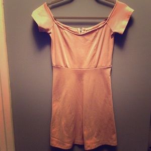 Off the shoulder pink skater dress