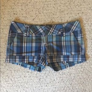 Blue plaid shorts