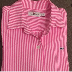 Vineyard Vines Classic Pink Striped Button Down