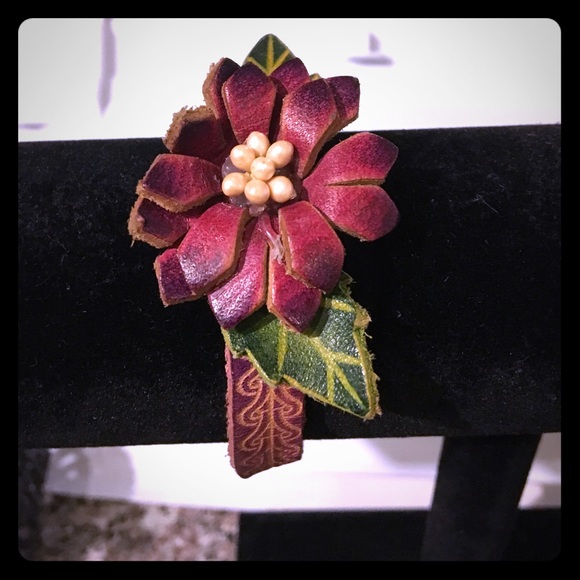 Leather Flower Bracelet