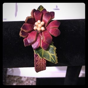 Leather Flower Bracelet