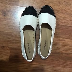 Black-White leather espadrilles