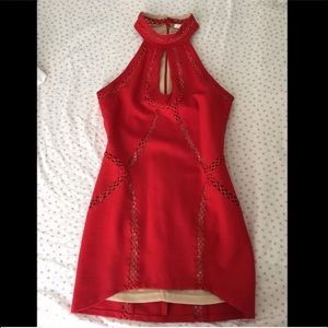 Red & Nude keyhole dress!!