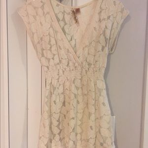 Sheer cream blouse medium petal pattern