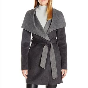 Belted Two-Tone Double Face Wool Blend Wrap Coat