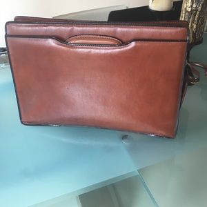 Smooth Leather briefcase in rich Cognac brown.