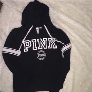 VS Pink Black Half-Zip Hoodie