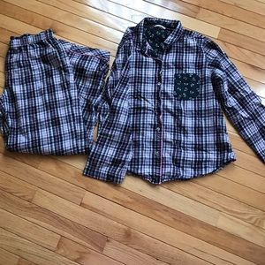 Victoria's Secret black and pink plaid pajamas M