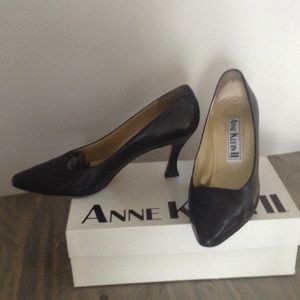 Anne Klein II Black Leather Heels Napa Size 10m