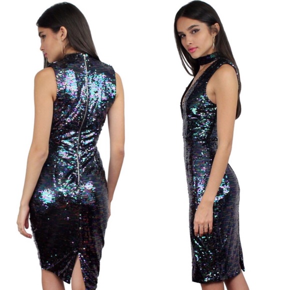 Blue Sequins Midi Dress 💙 - Picture 3 of 4