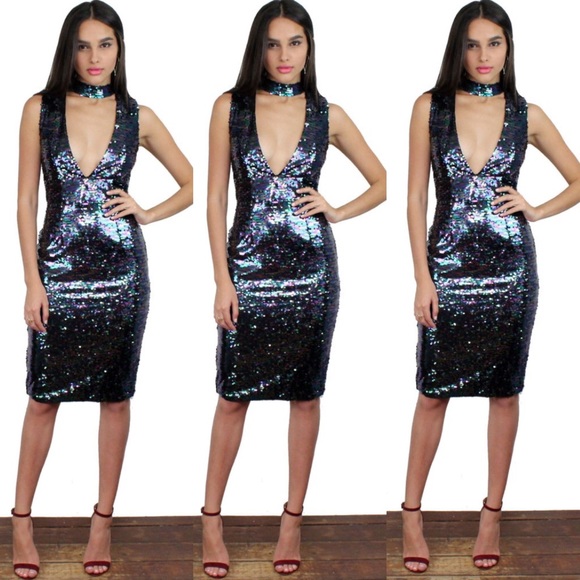 Blue Sequins Midi Dress 💙 - Picture 4 of 4