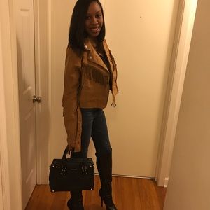 Faux Suede Fringe Jacket