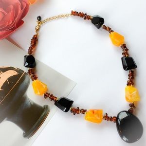 Black and Yellow Stone Statement Necklace